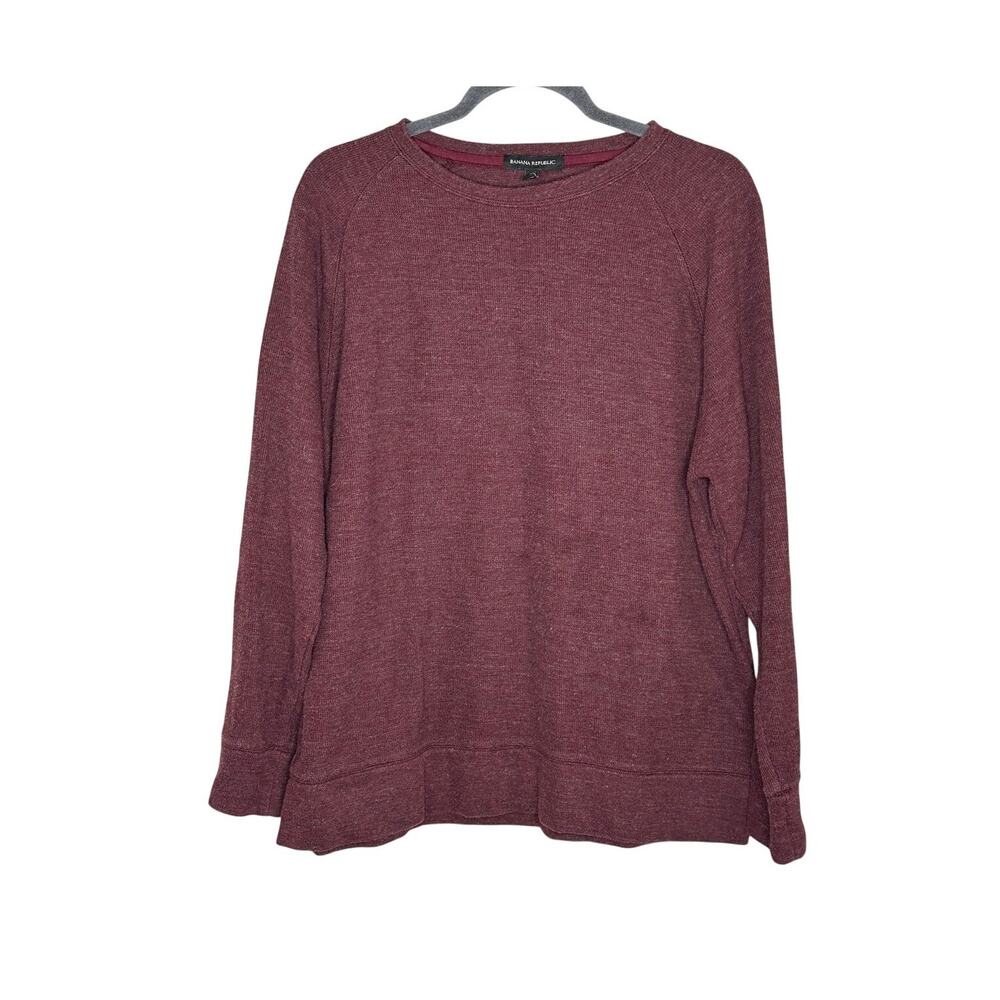 Banana Republic Sweater Mens XL Maroon Red Crew Neck Knit Pullover Winter Warm